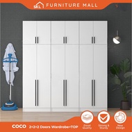 COCO 6X8FT_4X8FT WARDROBE 2+2+2 DOORS WARDROBE WITH SHELF / almari baju /kabinet baju / almari baju 