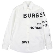 成色極佳的 Burberry 8023776 100% 純棉 Tisci 時代 Horseferry 長袖襯衫，黑白配色，XS 碼，正品男款