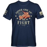 Adult T-shirt Never Give Up Men's Patriotic T-shirt Fashion Tops for Boys and Girls Distro Ages 1 2 