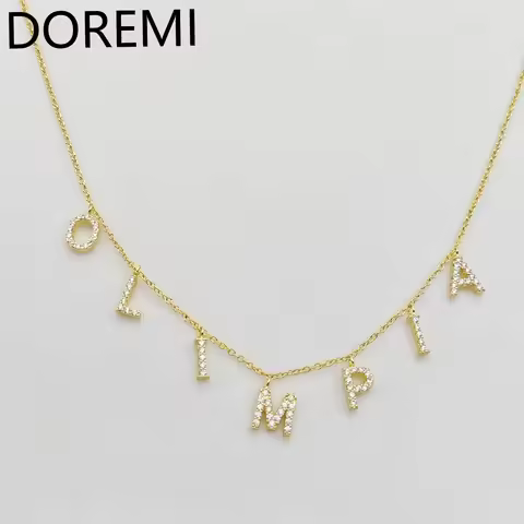 DOREMI Custom Jewelry Gift Design Women Necklace Letters Custom Name Color CZ 9mm Size Initial Lette