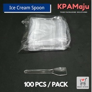 [100pcs] Disposable Plastic Ice Cream Spoon - Sudu Plastik, Party Spoon, Cutlery, Sudu Aiskrim, Dess