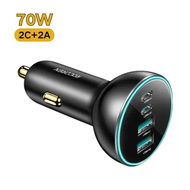 Rocoren 70W 4 in 1 Car Charger USB Type C QC4.0 PD3.0 Super Fast Charging Car Quick Charger Adapter 