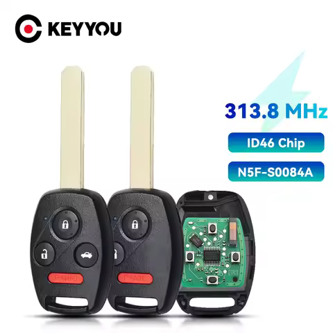 KEYYOU Remote Car Key For Honda Civic 2006 2007 2008 2009 2010 2011 PCF7961 Chip N5F-S0084A 313.8MHz