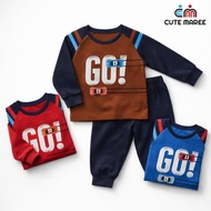 [Cute Maree] 6M-11Y Go Cart Boy Pyjamas Set | Baju Tidur Lengan Panjang | Racing Car Kids Suit