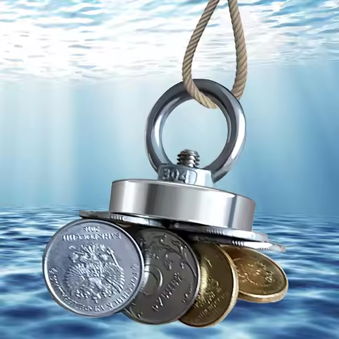 N52 Super Strong Round Magnet with Lifting Ring for Fishing Retrieval 1 PC