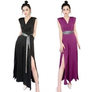 Split Wide-Leg Jumpsuit Women Summer Temperament Style Sleeveless v-Neck Jumpsuit Korean Version Fashionable Street-Fried Casual Jumpsuit Simple Exquisite Long Ju