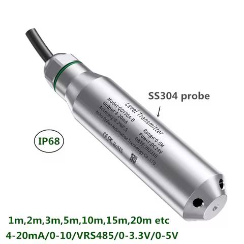 1m 2m 3m 5m Submersible Water Level Sensor tank 0-10V RS485 Level Sensor Transmitter