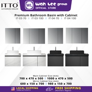 ITTO 70cm 100cm Modern Bathroom Basin with Cabinet & Mirror – Wall Mounted Vanity Set White Marble o