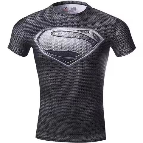 Marvel Superman S Shield Logo Compression Fitness Graphic Soft Elastic Sport Cotton Unisex Casual Sh