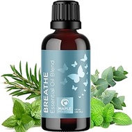 Pure Aromatherapy Essential Oil Blends - Eucalyptus Peppermint and Spearmint Breathe Essential Oils for Diffuser - Aromatherapy Oils for Snoring Solution and Natural Anxiety Relief with Tea Tree Oil