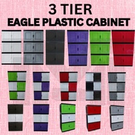 EAGLE BRAND Storage Cabinet 3 Tier MIX COLOUR / Plastic Cabinet / kitchenAlmari Baju/ 3 TiersJ100N D