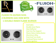 FUJIOH FH-GS7020 SVSS 2 BURNERS GAS HOB WITH 1 DOUBLE INNER FLAME BURNER / FREE EXPRESS DELIVERY