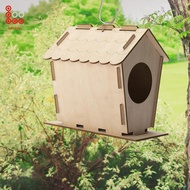 [Shiwaki3] DIY Birdhouse, Unfinished, Wooden Nesting Box, Hut for Cardinals, Thrushes, Blue Jays, Fi