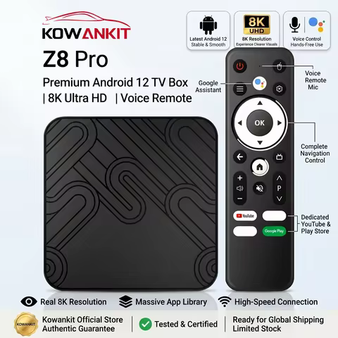 2026 Z8 Pro Android 12 TV Box H618 Quad 2G 16G Dual WiFi 2.4G 5G BT5 Voice Assist 8K 4K UHD HDR YouT