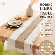 Table Runner Cotton Linen Blend Tassel Decor Dining Table Home Decor 2 Seater 6 Seater 8 Seater