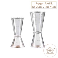Jigger Akrilik 10ml 20ml 30ml 40ml 50 ml- Gelas Ukur Jiger Plastik Transparan Stainless Steel