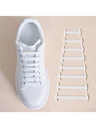 16入組矽膠無繫帶彈性鞋帶,適用於滑板鞋、休閒鞋、運動鞋、男女鞋款