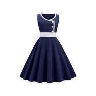 Summer Dress - Vintage Retro 50's & 60's Rockabilly Style Sleeveless Women's Party Dress