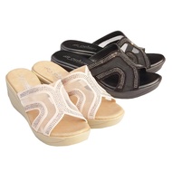 Shoes Club Lace Transparent Skin Stick Diamond Wedge Slippers 024-HX658