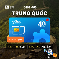 [GOHUB] SIM 4G du lịch Trung Quốc - Gói cố định (03-30 ngày) - Tặng kèm que chọc SIM - SIM chưa kích