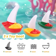 3Pcs Bath Boat Toy Plastic Sailboats Toys Bathtub Sailing Boat (Multicolor Small+Middle+Large Size)