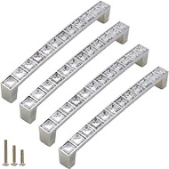 U Shape Crystal Glass Rhinestone Cabinet Pulls Knobs Handles,Modern Decorated Shiny Dresser Drawer K