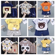 Kids Summer Cotton Clothes Set•Short Sleeves•Cute Cartoon-Tee Baju Kanak/Bayi