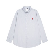 Ami Paris New product Correct Version Of Small Love Embroidery Classic Striped Shirt Ins Trendy Casu