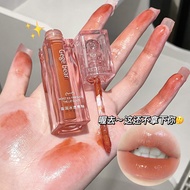 Gege bear Glossy Lip Stain - Lip Gloss Tahan Lama, Tahan Air, Warna Tahan Lama, Lipstik Kaca Berkila