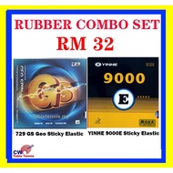 729 GS Geo Sticky Elastic Rubber + Yinhe 9000E Sticky Elastic Rubber PingPong Rubber COMBO SET (REA