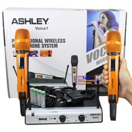 Mic Wireless Ashley Voice 1 Microphone Werles 2 Handle Mikrofon Karaoke Mikropon Asli