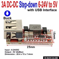 Modul USB Step Down Charger HP Motor Mobil Truk Aki 6-24V 24V 12V To