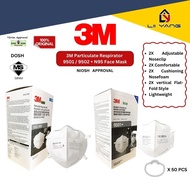 [Original] 3M 9501+ N95 Earloop 9502+ N95/ KN95 Headstrap Disposable Respirator Face Mask NIOSH Haze