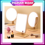 Minimalist Makeup Mirror 360° Swivel Wooden Mirror Makeup Table Mirror Cosmetic Stand Mirror Cermin 