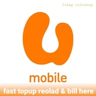 LIANG TELESHOP U mobile 3 min Fast Direct Topup Reload Topup Umobile instant Prepaid &amp; Bill Postpaid U Mobile