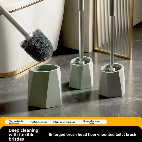 Toilet Brush Household No Dead End Bathroom Brush Toilet Cleaning Brush with Base Washing Toilet Bru