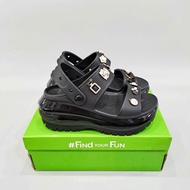 Sandal mega crush đế bóng cao 7-8 phân tặng kèm 14 jibbitz sticker 3D xịn xăng đan quai ngang crush 