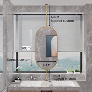 【40x60 ซม】 กระจกห้องน้ำรูปไข่สีทอง / สีดำกระจกแขวนบนและล่างพร้อมแถบอลูมิเนียมที่กำหนดเองกรอบกระจกขนา