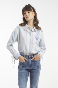 ESP เสื้อเชิ้ตเฟรนช์ชี่ลายทาง ผู้หญิง | Frenchie Embroidered Stripe Shirt | 06065