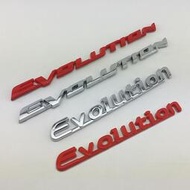 台灣現貨MITSUBISHI Evolution 三菱藍瑟EVO 後車標字母徽章車背貼車身徽章裝飾銀紅色碳纖維款式
