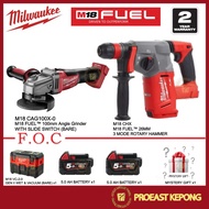 MILWAUKEE M18 FUEL™ CHX-502C 26MM 3 Mode Rotary Hammer + CAG100X-0 100mm Angle Grinder  [COMBO]