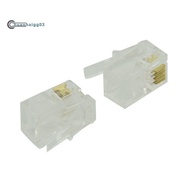 .RJ9 4P4C Plug phone Jack Connector 50 pieces, Transparent