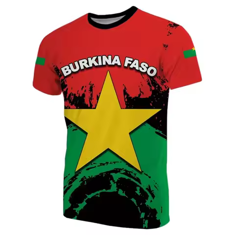 Burkina Faso Jersey Men's T-shirt O-Neck Oversized Short Sleeve Clothing 3D Print BF Flag Fitness Fo