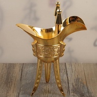 ✨✨✨[Featured] Golden Jue Glass Wine Glass Antique Glass Chinese Style Cross Glass Goblet Metal Trian