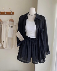 KIYOMI ONE SET // SETELAN PANTAI TERBARU //SETELAN KEMEJA PANJANG// ONE SET LINEN // SETELAN PENDEK