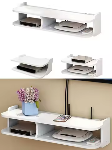 Floating Shelf For TV Components TV Box Shelf Thick DVD Player Wall Hanging Shelf Punching-Free Stor