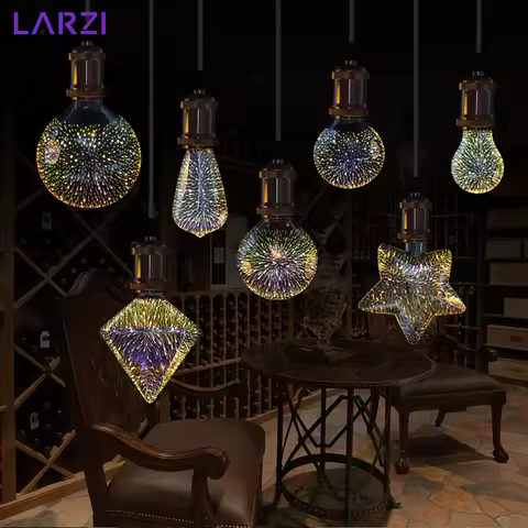 3D Led Bulb Star E27 Vintage Edison Night Light 110V 220V A60 ST64 G80 G95 G125 Holiday Novelty Deco