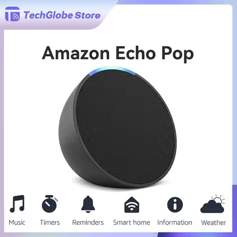 Original Amzon Echo Pop Music and Smart Speaker Home Voice Controls Reminders Weather with Alexa Blu