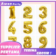 Fat Number Foil Balloon 0-9 Gold 16inch Number Balloon Foil Balloon