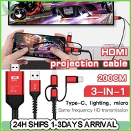 2M Phone To TV Universal Cable Android&Phone 1080P HD HDMI To TV Projector Cable 3 in 1 HDMI Cable F